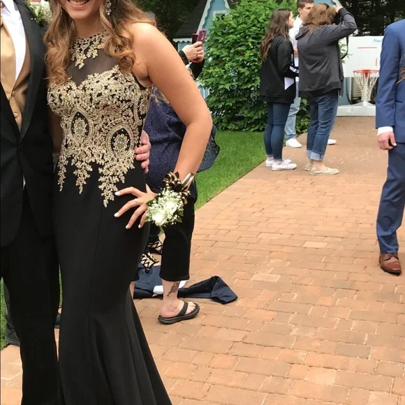 Black and Gold Prom Dress